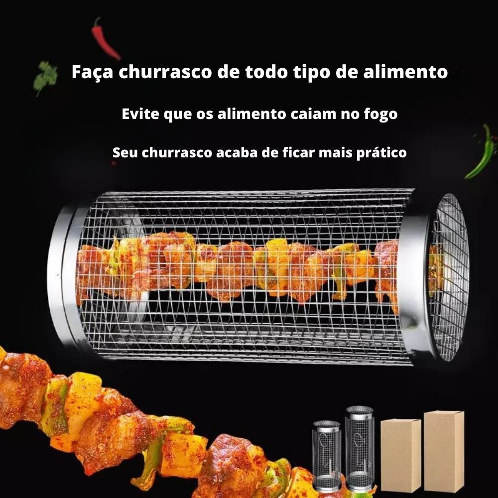 Cesta Cilindro MasterGrill | Assados e Legumes Perfeitos, Sem Cair na Brasa