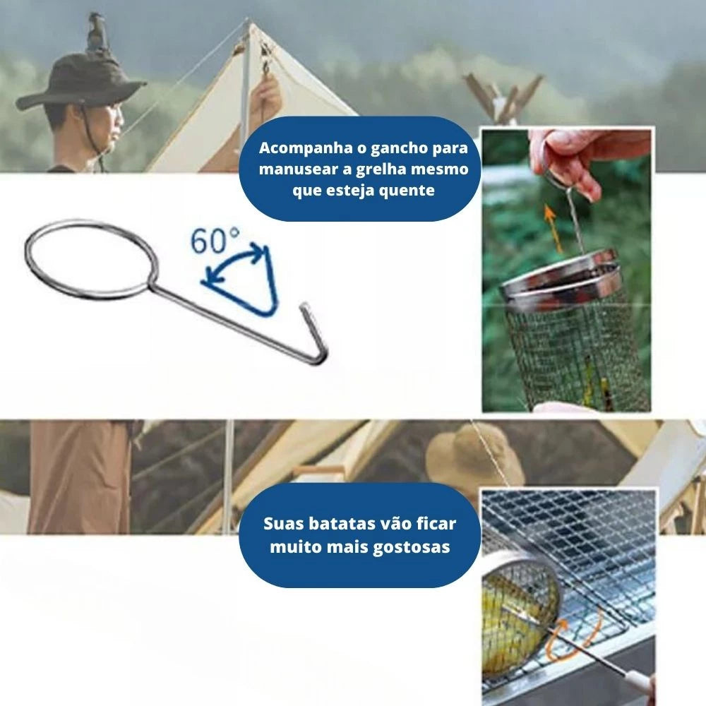 Cesta Cilindro MasterGrill | Assados e Legumes Perfeitos, Sem Cair na Brasa