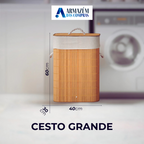 Cesto Roupa Bambu Elegance | Organização e Sofisticação na Lavanderia