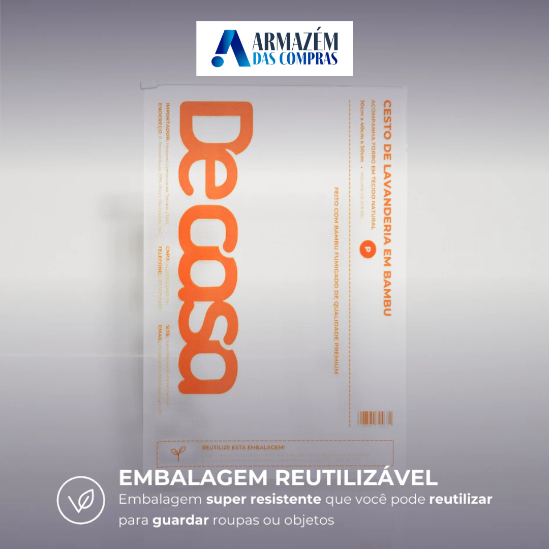 Cesto Roupa Bambu Elegance | Organização e Sofisticação na Lavanderia