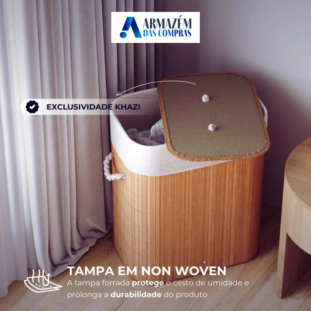 Cesto Roupa Bambu Elegance | Organização e Sofisticação na Lavanderia
