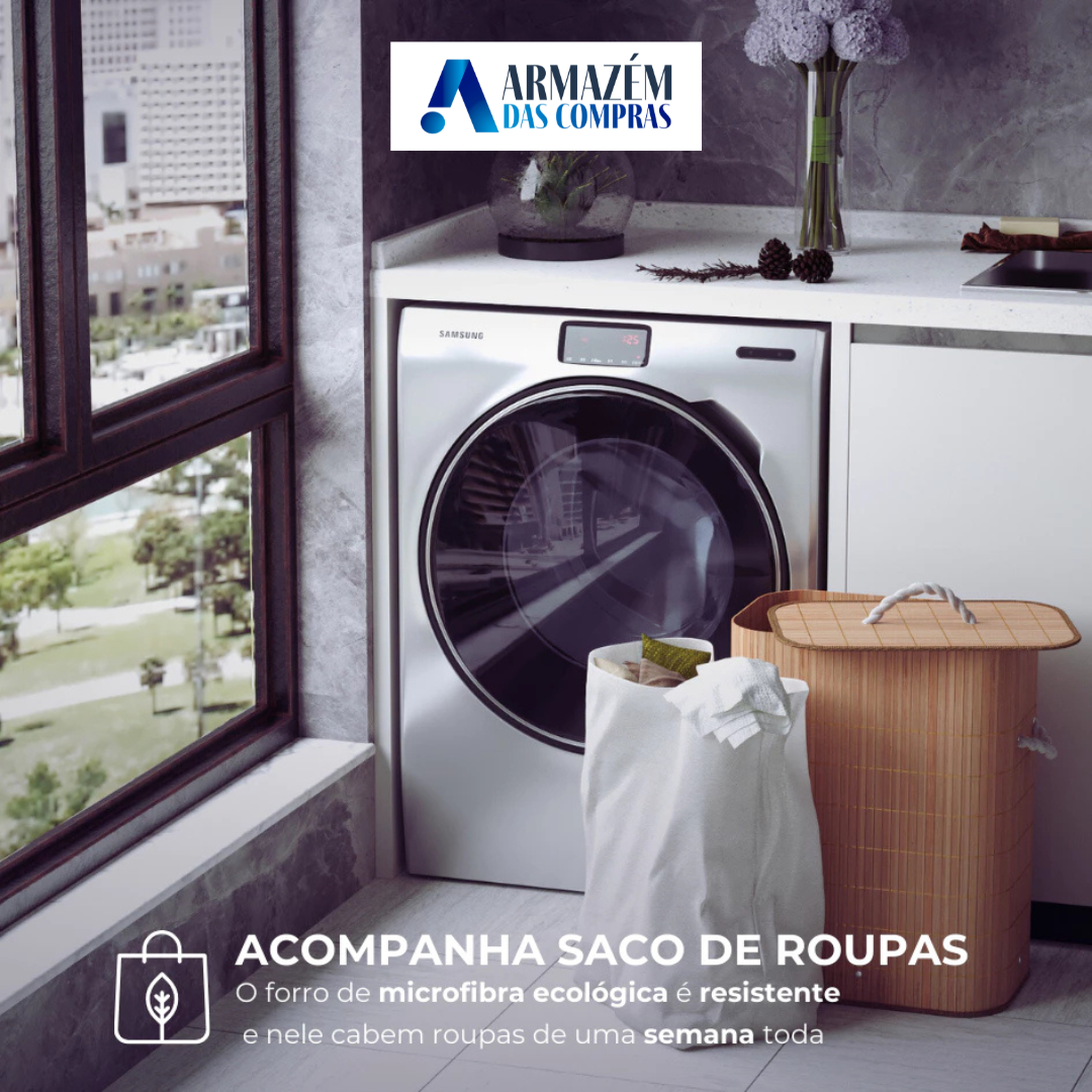 Cesto Roupa Bambu Elegance | Organização e Sofisticação na Lavanderia