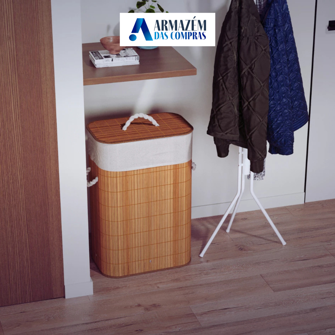 Cesto Roupa Bambu Elegance | Organização e Sofisticação na Lavanderia