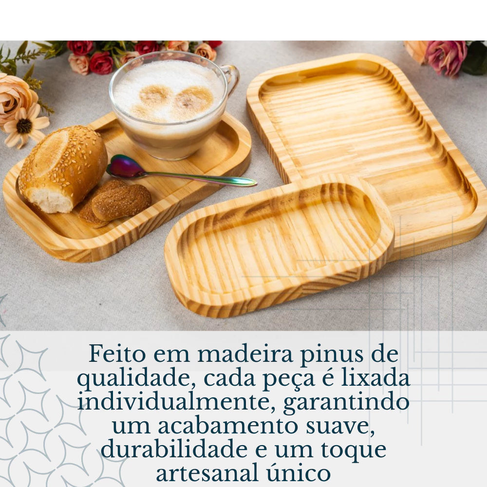 Conjunto Bandejas ChefWood | Praticidade para seus Pestiscos ou Churrasco | Kit 3 bandejas