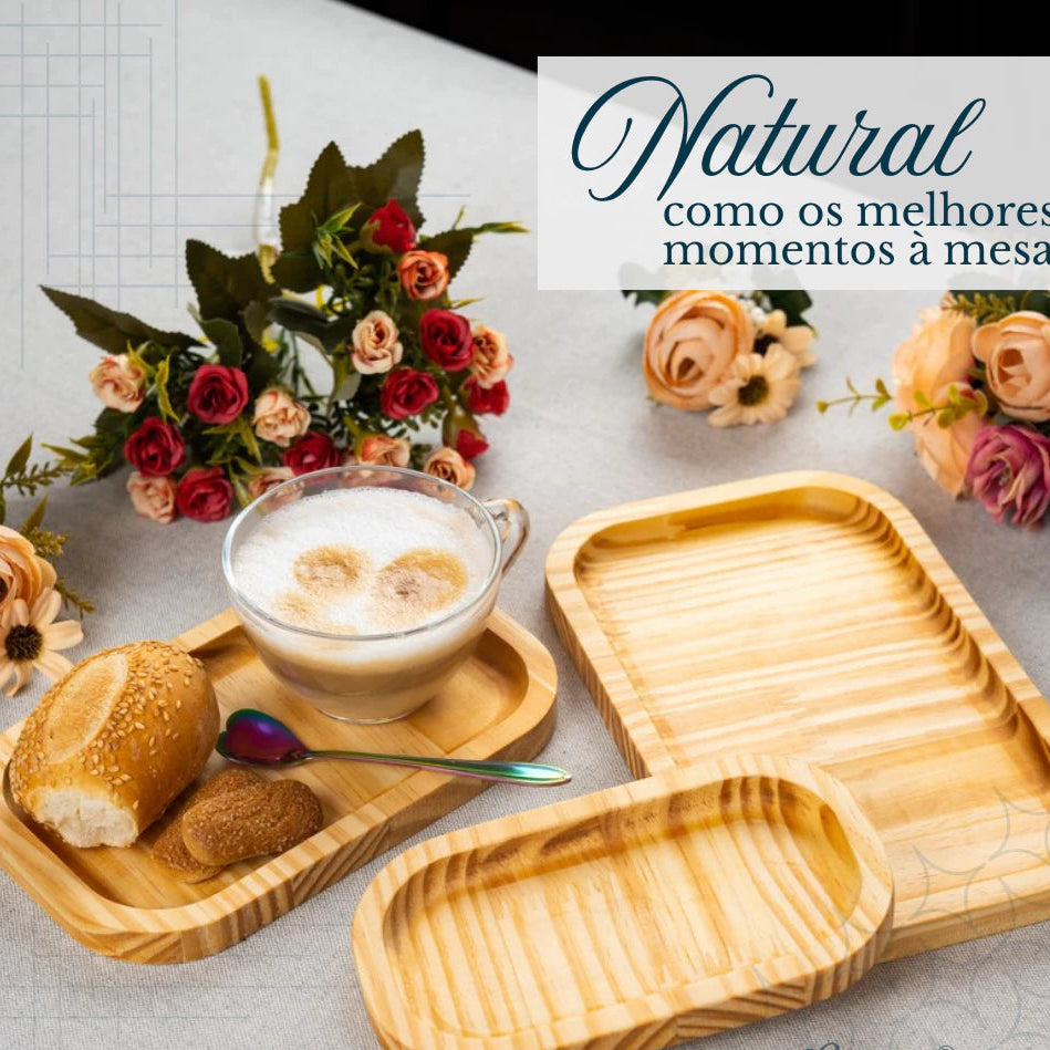 Conjunto Bandejas ChefWood | Praticidade para seus Pestiscos ou Churrasco | Kit 3 bandejas