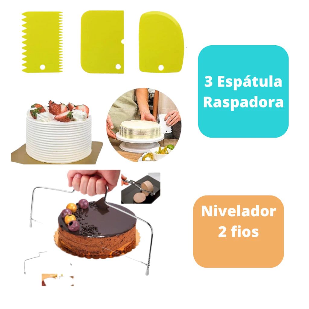 Conjunto Mestre Confeiteiro | Kit Completo com Bailarina, Nivelador e Espátulas