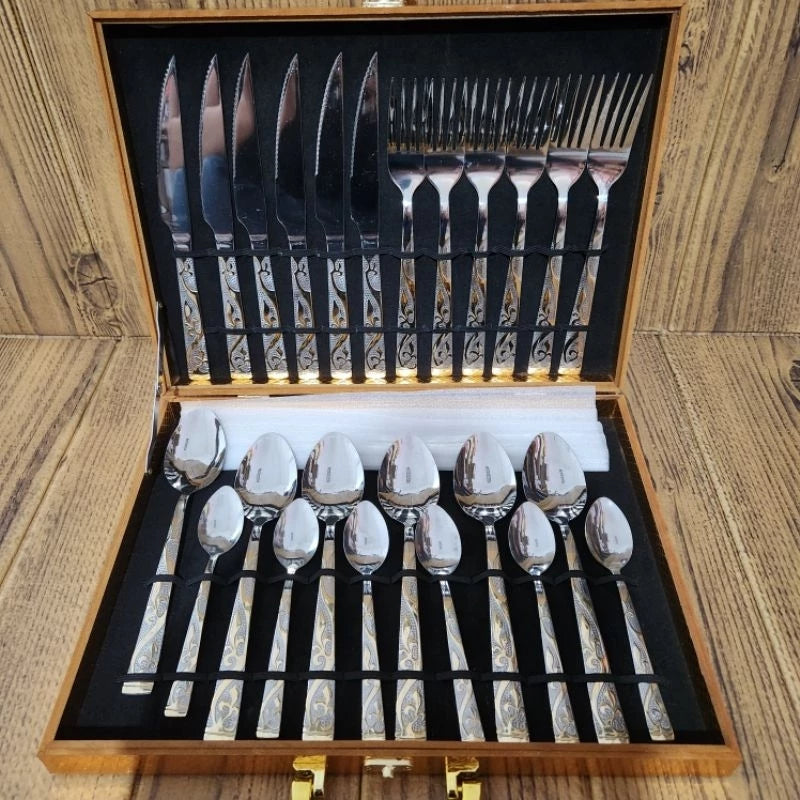 Conjunto de Talheres Gourmet Inox | 24 Peças com Maleta Organizadora Premium