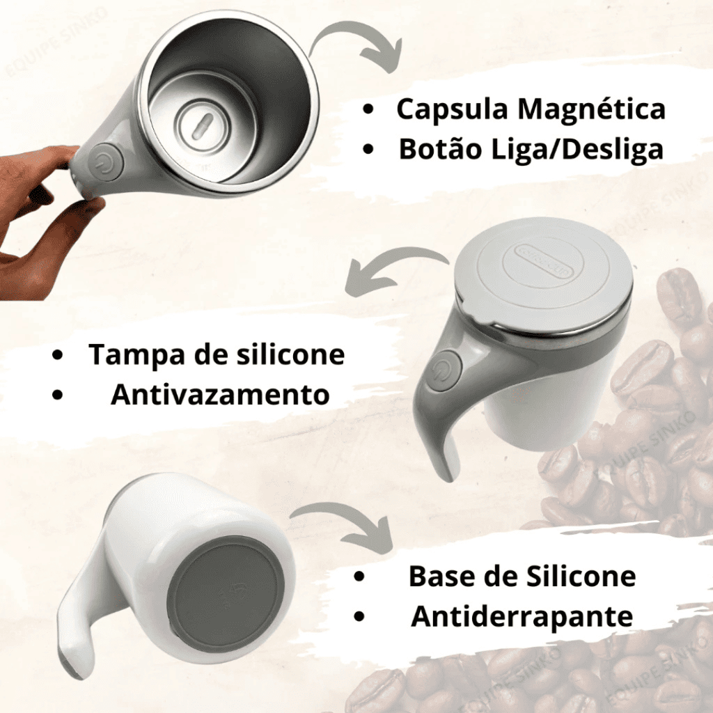 Copo Mixer Magnético Pro | Misturador Inteligente para Café, Leite e Whey