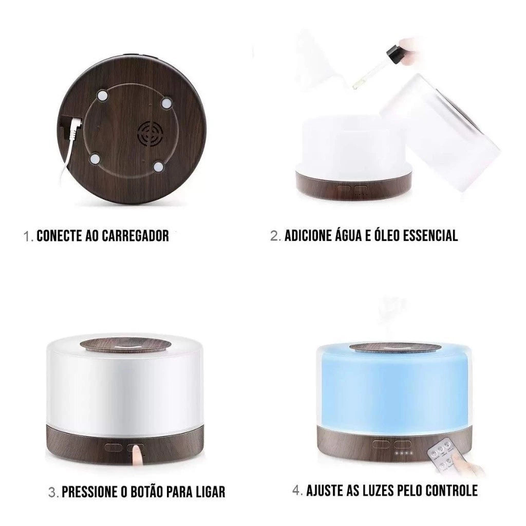 Difusor Ultrassônico Zen Decor | Umidificador e Aromatizador com LED 7 Cores