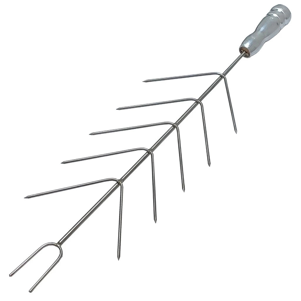 Espeto para Coraçãozinho e Aperitivos Inox 304 | 10 Pontas com Cabo Térmico | 63cm de comprimento