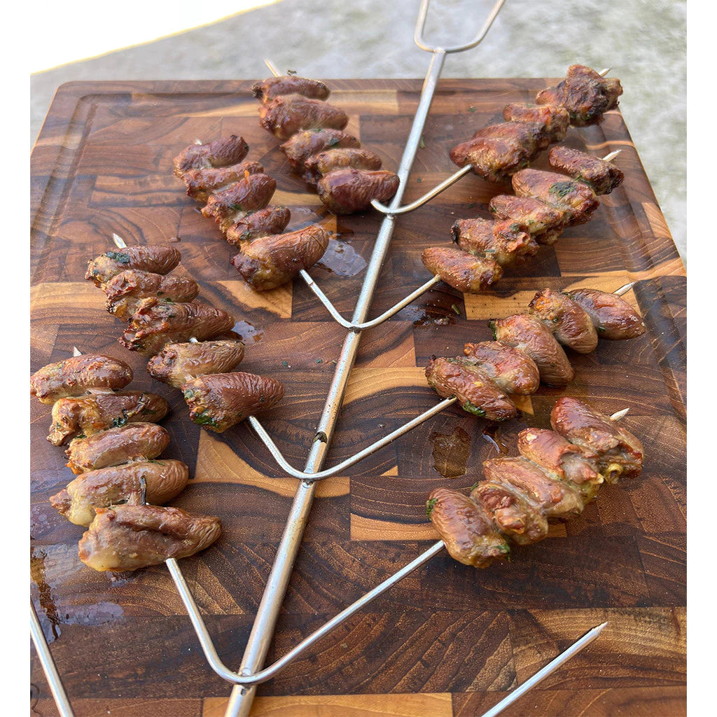 Espeto para Coraçãozinho e Aperitivos Inox 304 | 10 Pontas com Cabo Térmico | 63cm de comprimento