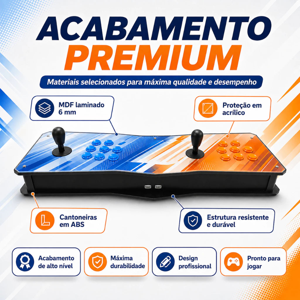 Fliperama Portátil 2 Players | Arcade Retrô com +60.000 Jogos Clássicos | HDMI | Zero Delay | Plug & Play