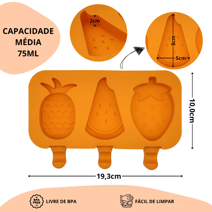 Forminha Picolé Divertido | Picolés Criativos com Tampa e Palitos de Madeira