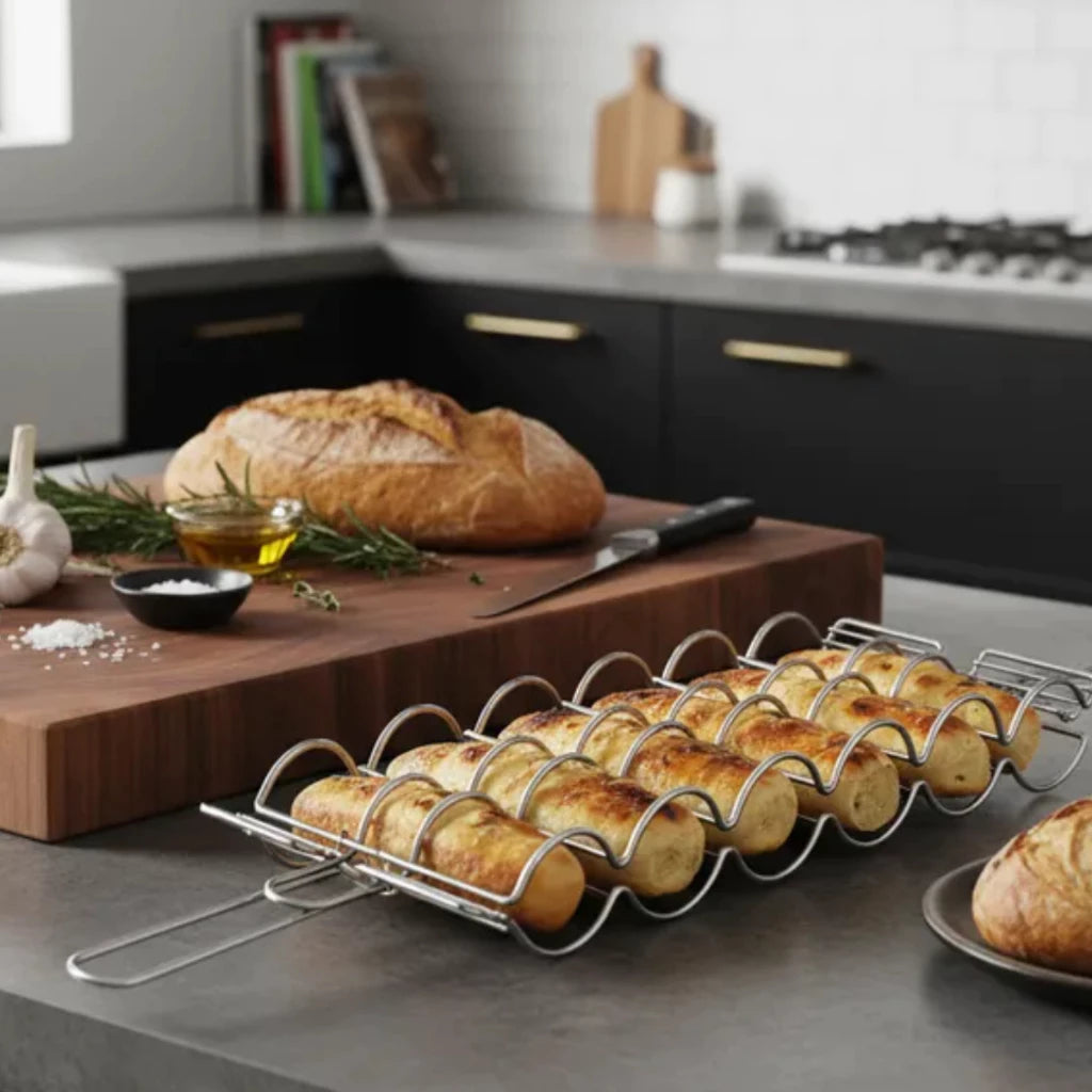 Grelha Churrasco EasyFlip | Pão de Alho Crocante e Sem Quedas