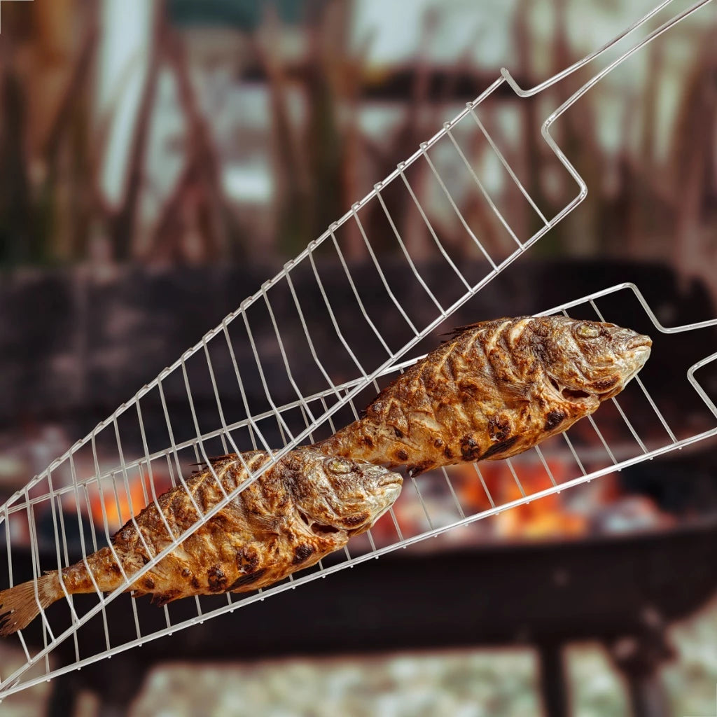 Grelha Dupla Anti-Queda | Peixe e Frango Assados com Perfeição e Segurança