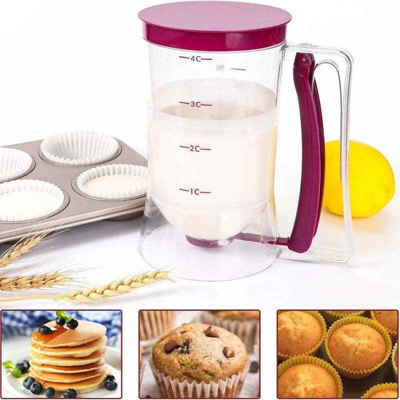 Jarra Dispenser Gourmet 900ml | Dosador de Precisão para Cupcakes e Panquecas