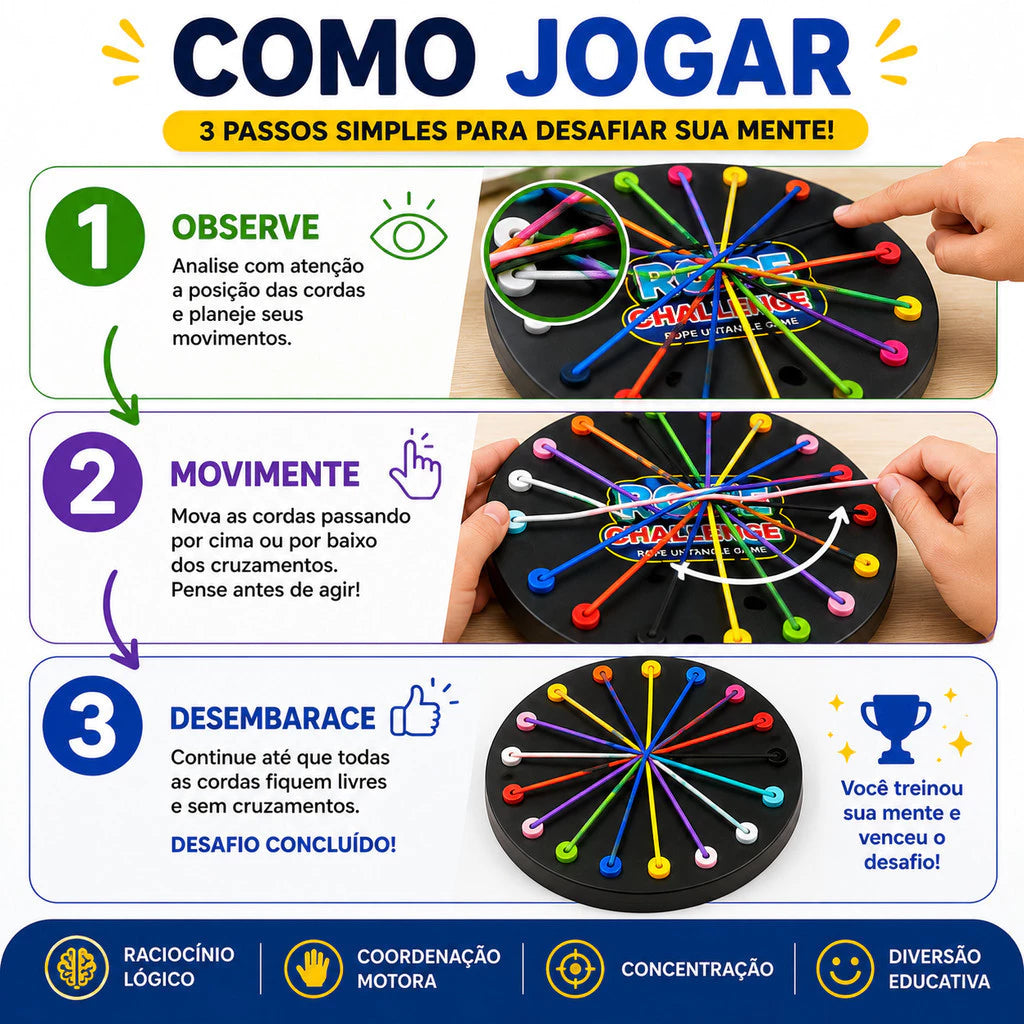 Jogo Educativo Desafio das Cordas | Estimule o Raciocínio Lógico