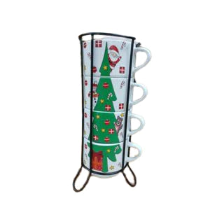 Jogo Xícaras Natal Mágico | Decoração Festiva e Café com Charme | Conjunto 4 Xicaras