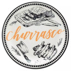 Jogo de Churrasco Oxford 6 Peças | Travessa, Pratos e Tigela em Cerâmica