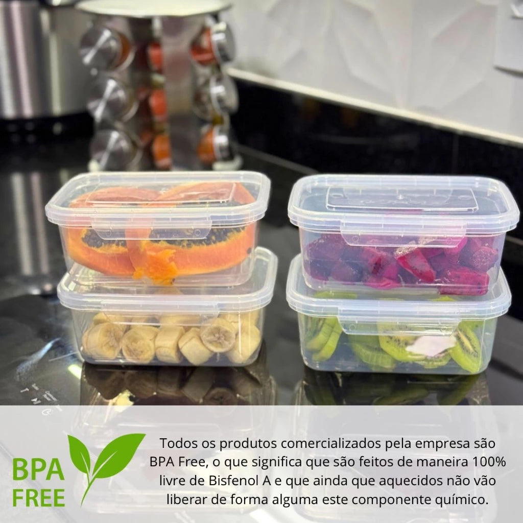 Kit 10 Marmitas Fitness Pro | Potes 800ml com Travas de Vedação Total