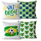 Kit 4 Capas de Almofadas Vai Brasil | Edição Premium 45x45 com Zíper Invisível