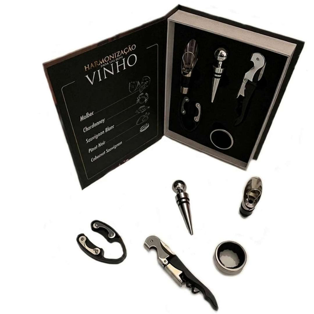 Kit Acessórios BlackBook Wine Set | 5 Peças Essenciais para Degustar Vinho com Estilo e Elegância