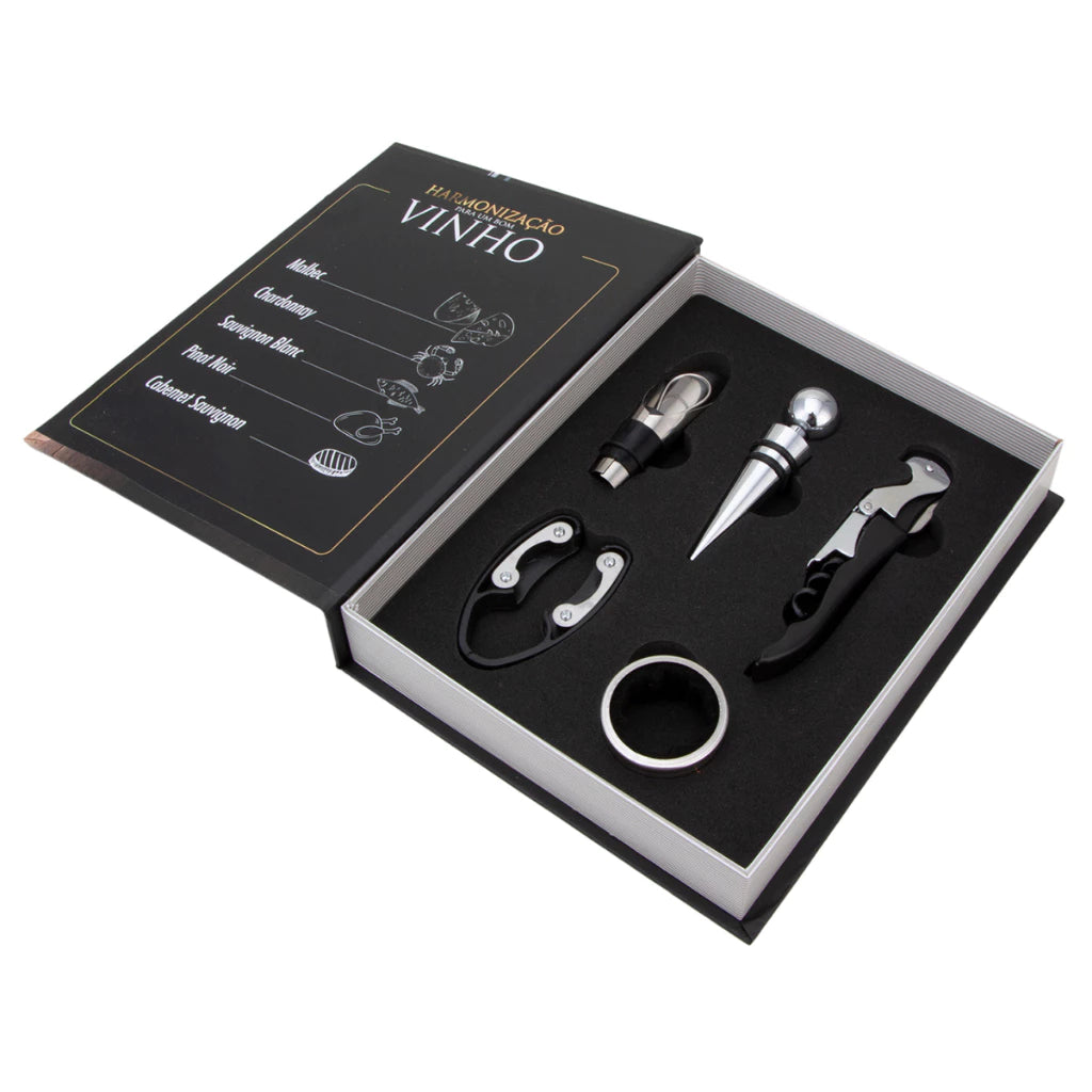 Kit Acessórios BlackBook Wine Set | 5 Peças Essenciais para Degustar Vinho com Estilo e Elegância