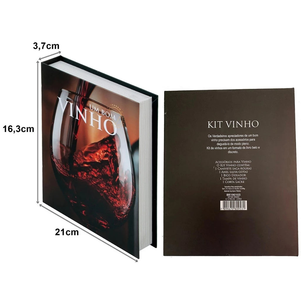 Kit Acessórios BlackBook Wine Set | 5 Peças Essenciais para Degustar Vinho com Estilo e Elegância