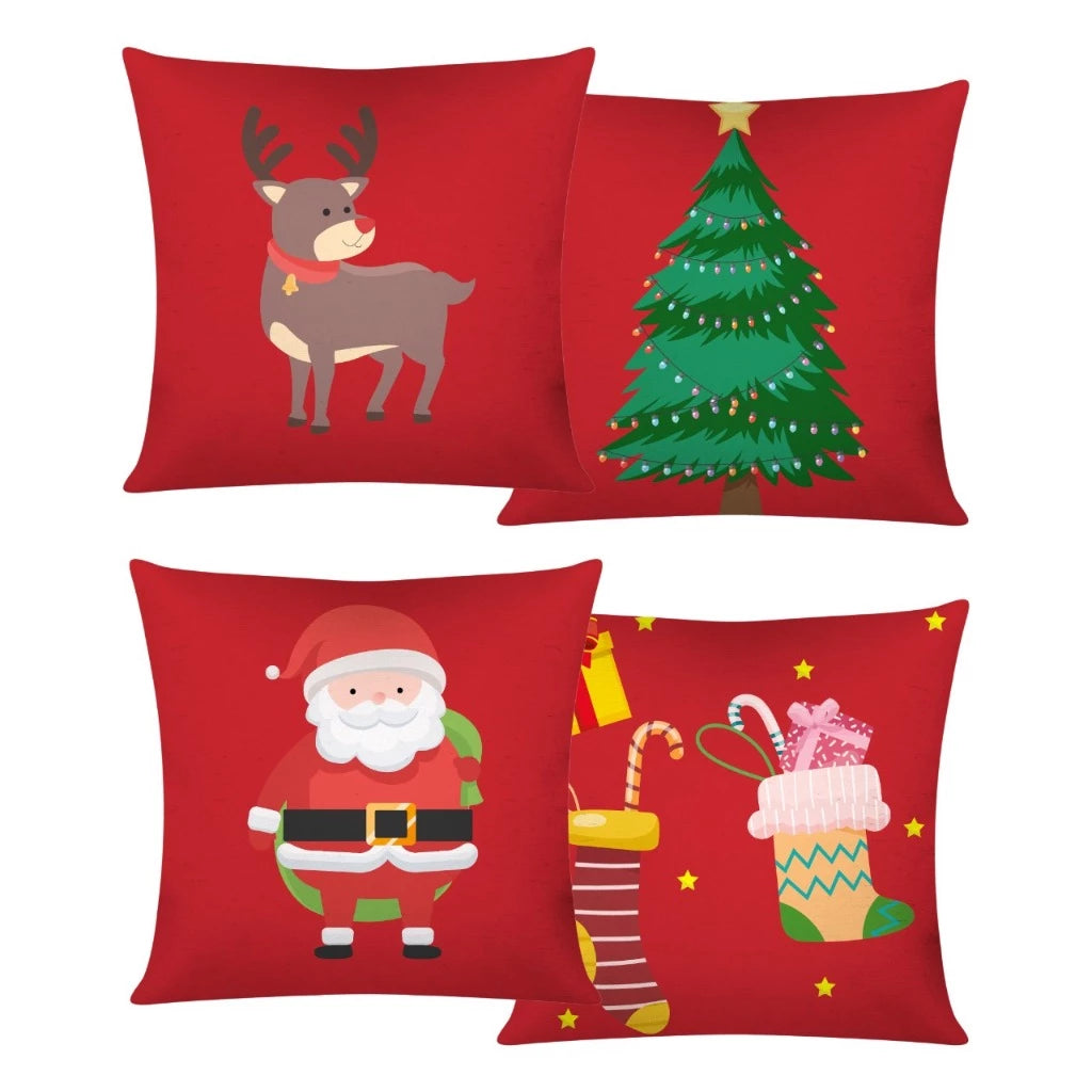 Kit 4 Almofadas Natal Luxo | Decoração Aconchegante e Festiva para o Sofá