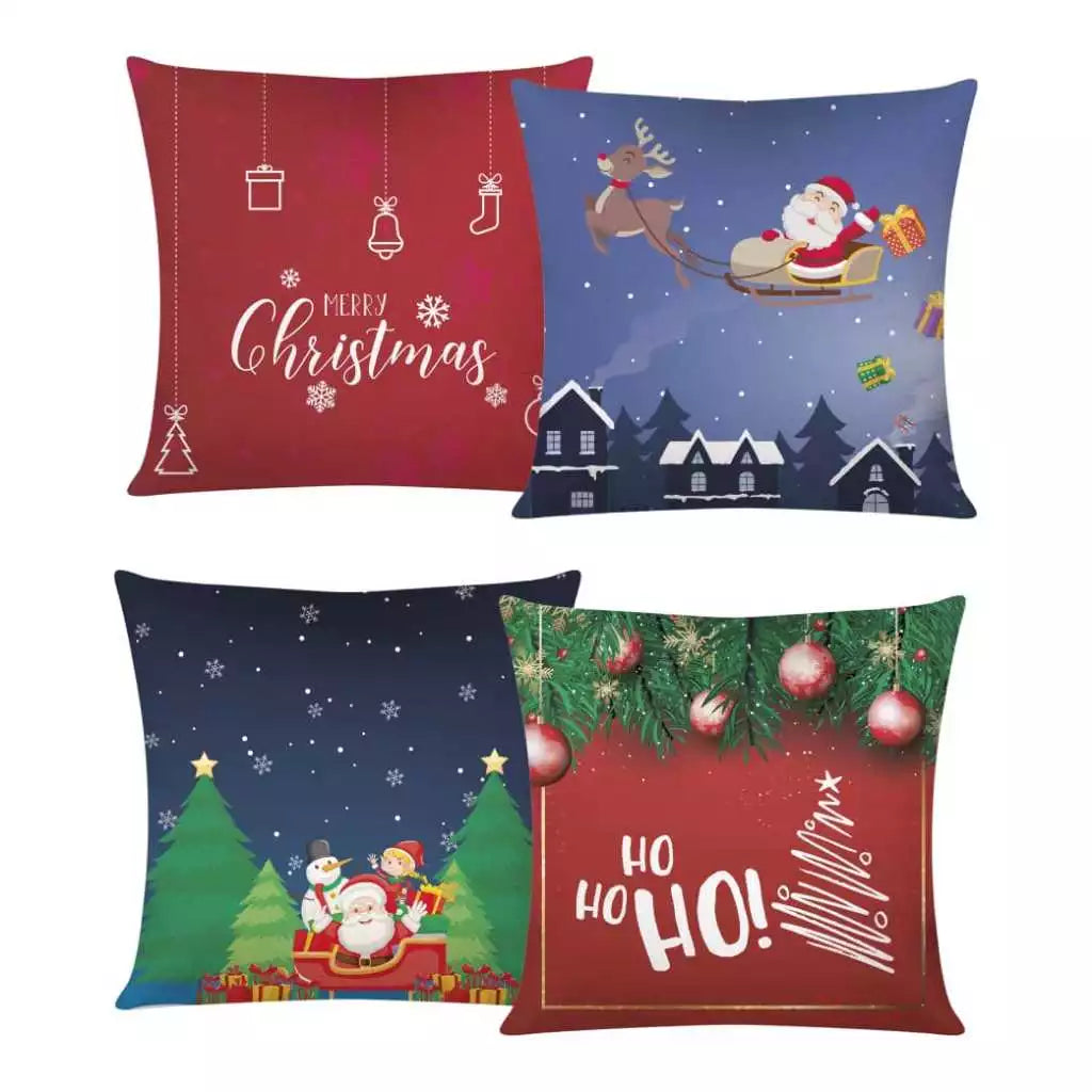 Kit 4 Almofadas Natal Luxo | Decoração Aconchegante e Festiva para o Sofá