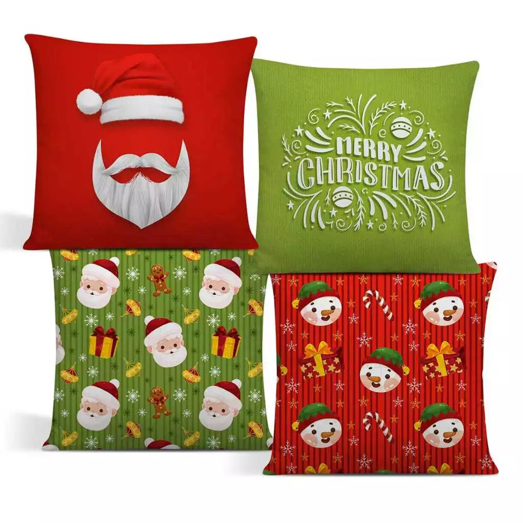 Kit 4 Almofadas Natal Luxo | Decoração Aconchegante e Festiva para o Sofá