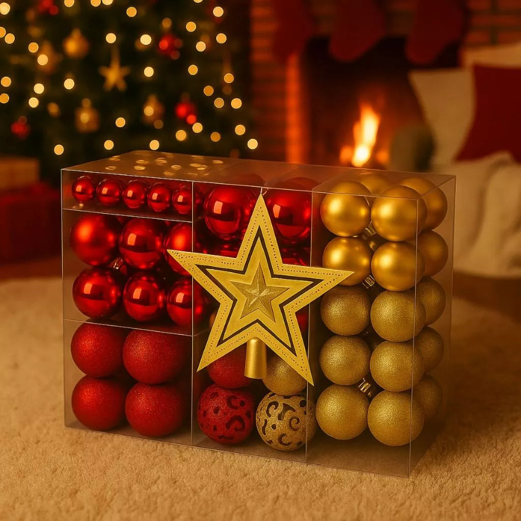 Kit Bolas Natal Premium Luxo | Decoração Completa com Variedade e Brilho