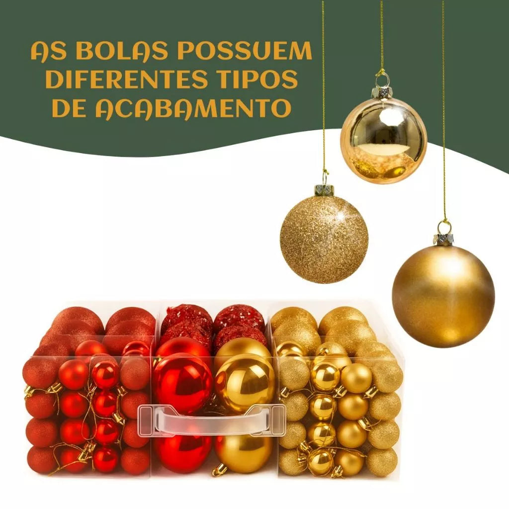 Kit Bolas Natal Premium Luxo | Decoração Completa com Variedade e Brilho