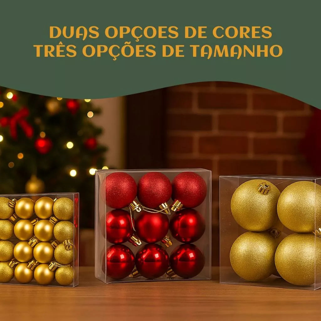 Kit Bolas Natal Premium Luxo | Decoração Completa com Variedade e Brilho