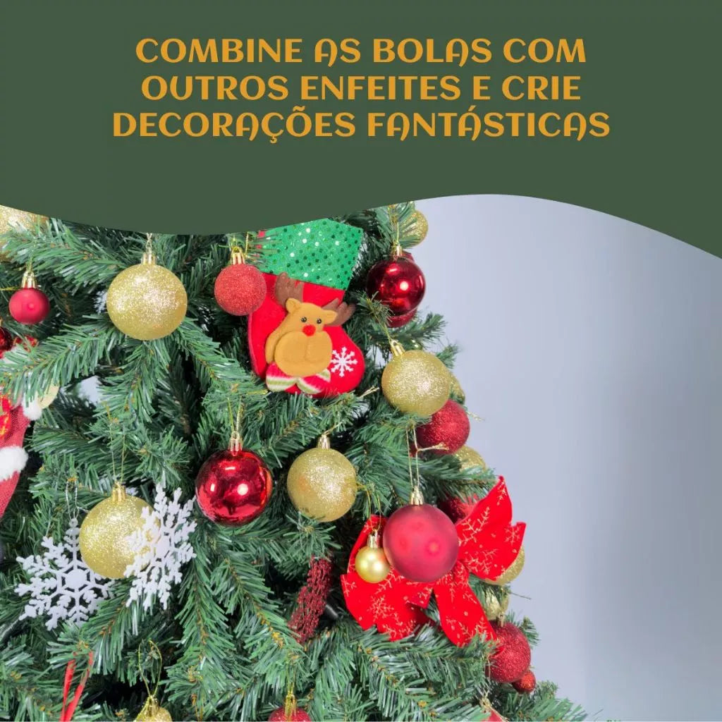 Kit Bolas Natal Premium Luxo | Decoração Completa com Variedade e Brilho