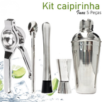 Kit Caipirinha Profissional Master Inox | 5 Peças com Coqueteleira 500ml
