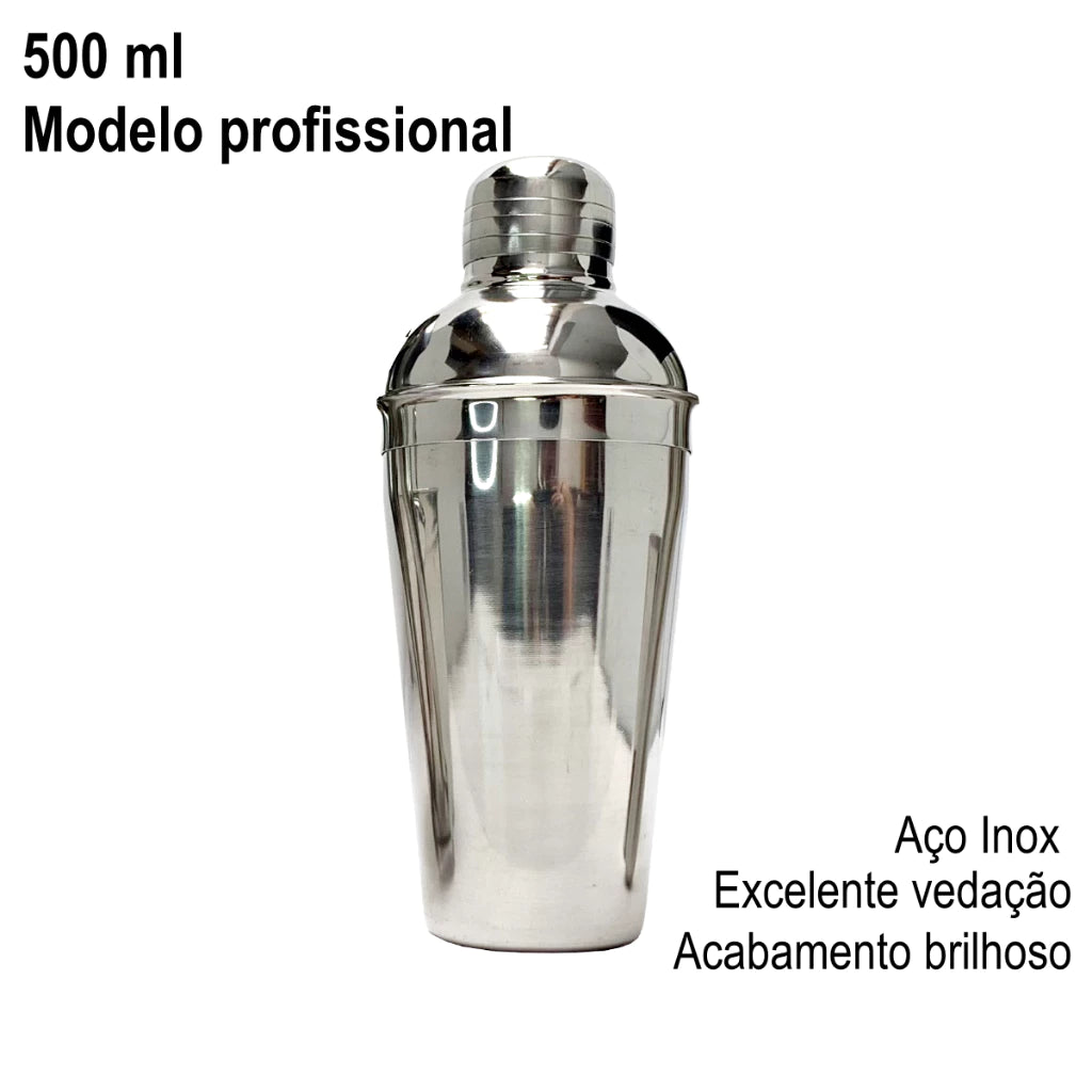 Kit Caipirinha Profissional Master Inox | 5 Peças com Coqueteleira 500ml