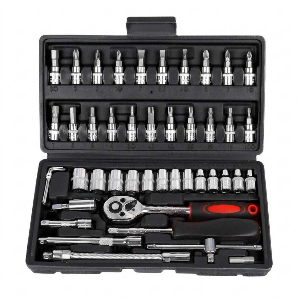 Kit Chaves TorquePro 46 Peças | Soquetes em Aço Titânio Vanádio com Maleta para Qualquer Reparo