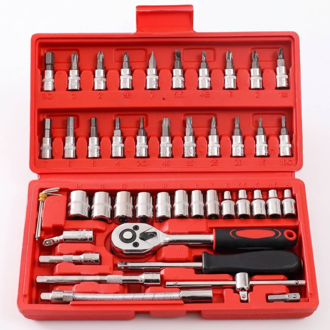 Kit Chaves TorquePro 46 Peças | Soquetes em Aço Titânio Vanádio com Maleta para Qualquer Reparo