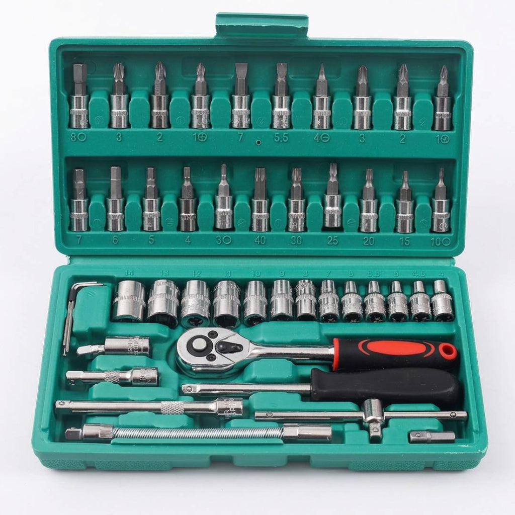 Kit Chaves TorquePro 46 Peças | Soquetes em Aço Titânio Vanádio com Maleta para Qualquer Reparo