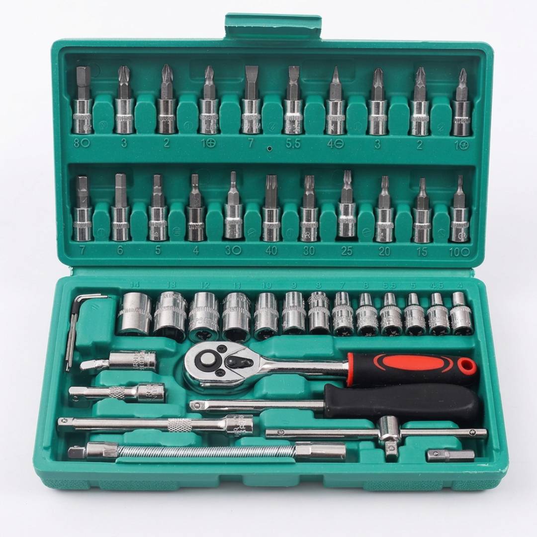 Kit Chaves TorquePro 46 Peças | Soquetes em Aço Titânio Vanádio com Maleta para Qualquer Reparo