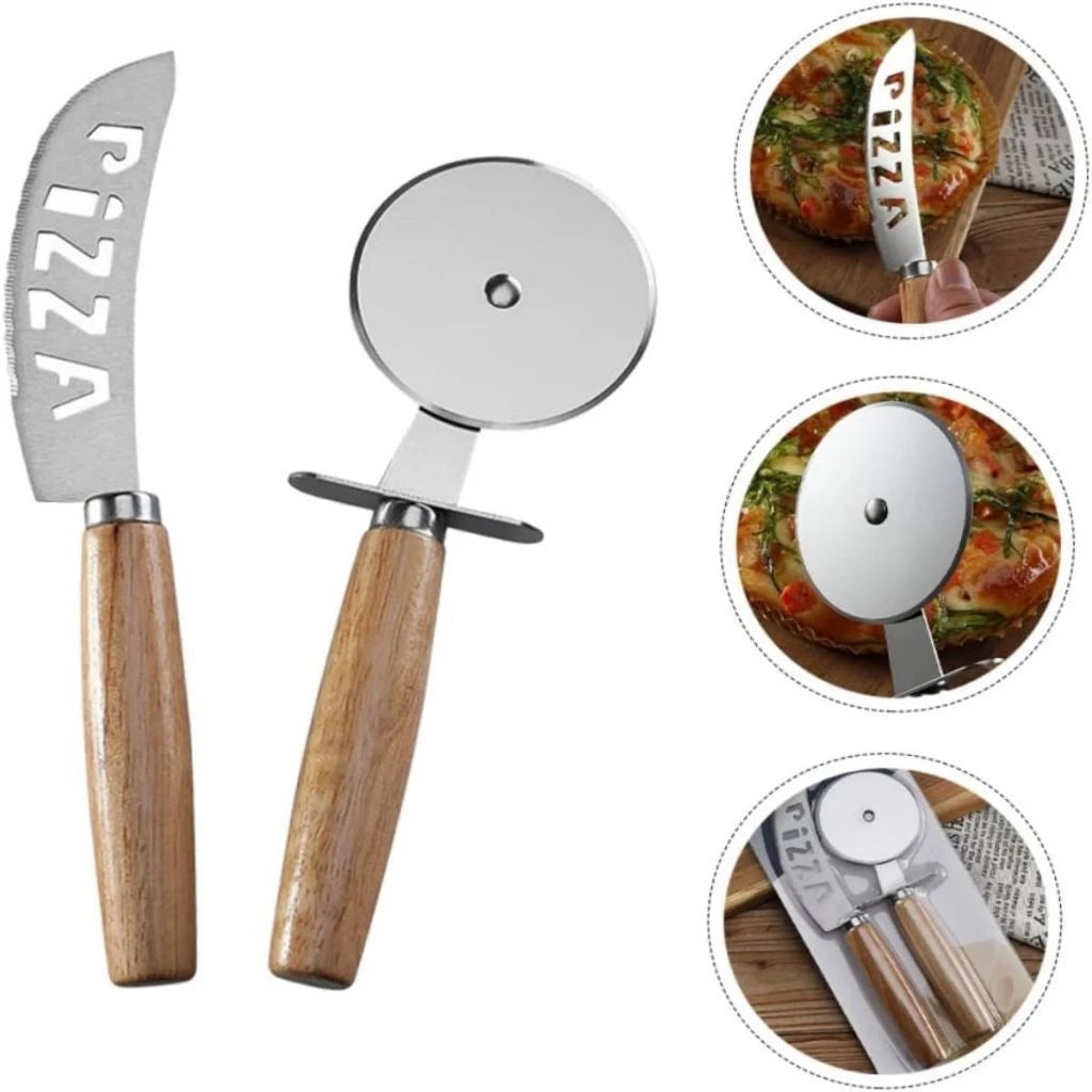 Kit Chef Pizza | Corte Preciso em Inox e Cabo de Madeira Clássico