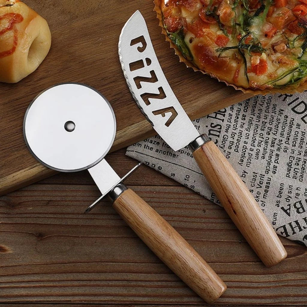 Kit Chef Pizza | Corte Preciso em Inox e Cabo de Madeira Clássico