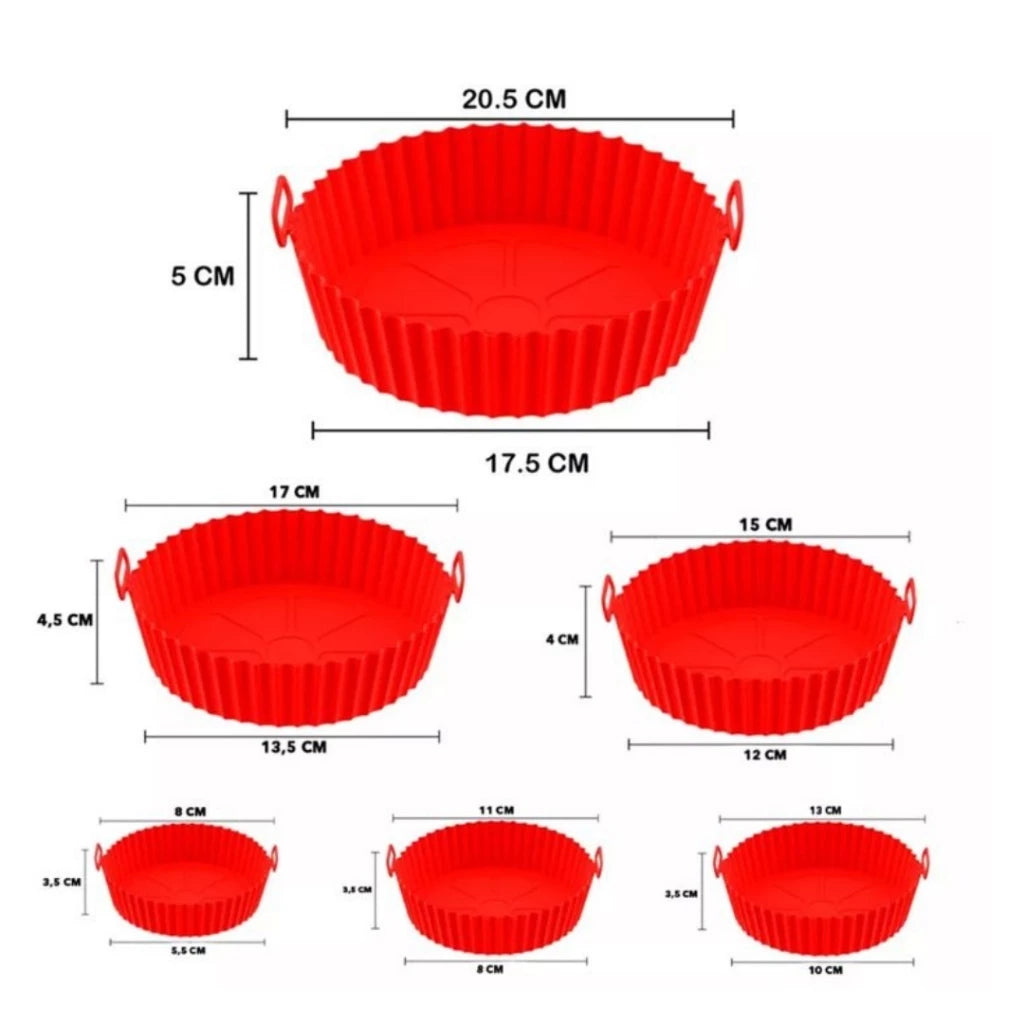 Kit Chef Silicone Air Fryer | 6 Formas Flexíveis Antiaderentes de Alta Resistência