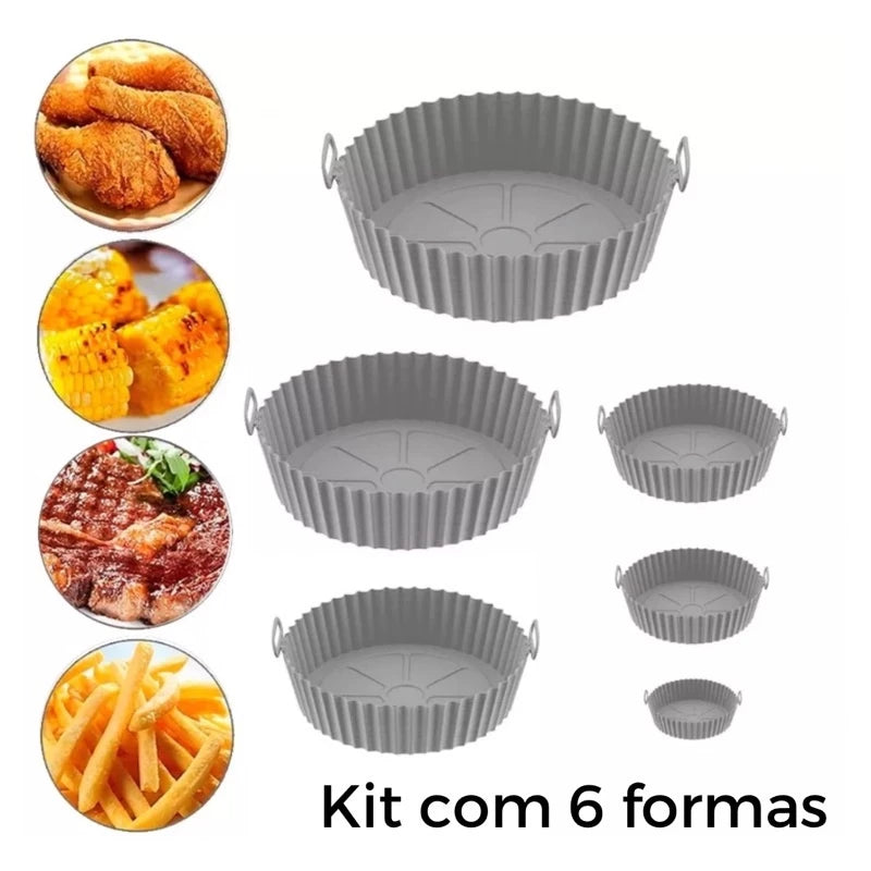 Kit Chef Silicone Air Fryer | 6 Formas Flexíveis Antiaderentes de Alta Resistência