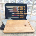 Kit Churrasco Personalizado 8 Peças | Maleta com Facas Inox e Cabo Bambu