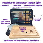 Kit Churrasco Personalizado 8 Peças | Maleta com Facas Inox e Cabo Bambu