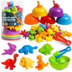Kit Educativo Montessori | Animais Coloridos + Tigelas + Pinças | Matemática e Coordenação Motora