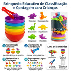 Kit Educativo Montessori | Animais Coloridos + Tigelas + Pinças | Matemática e Coordenação Motora