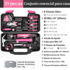 Kit Ferramentas PinkFix Pro | Conjunto Completo em Rosa para Reparos, Montagens e Projetos DIY
